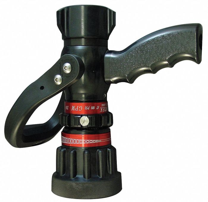 A fire hose nozzle has a diameter of 1.125 in